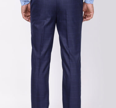 Cairon Check Stretch Trouser Blue